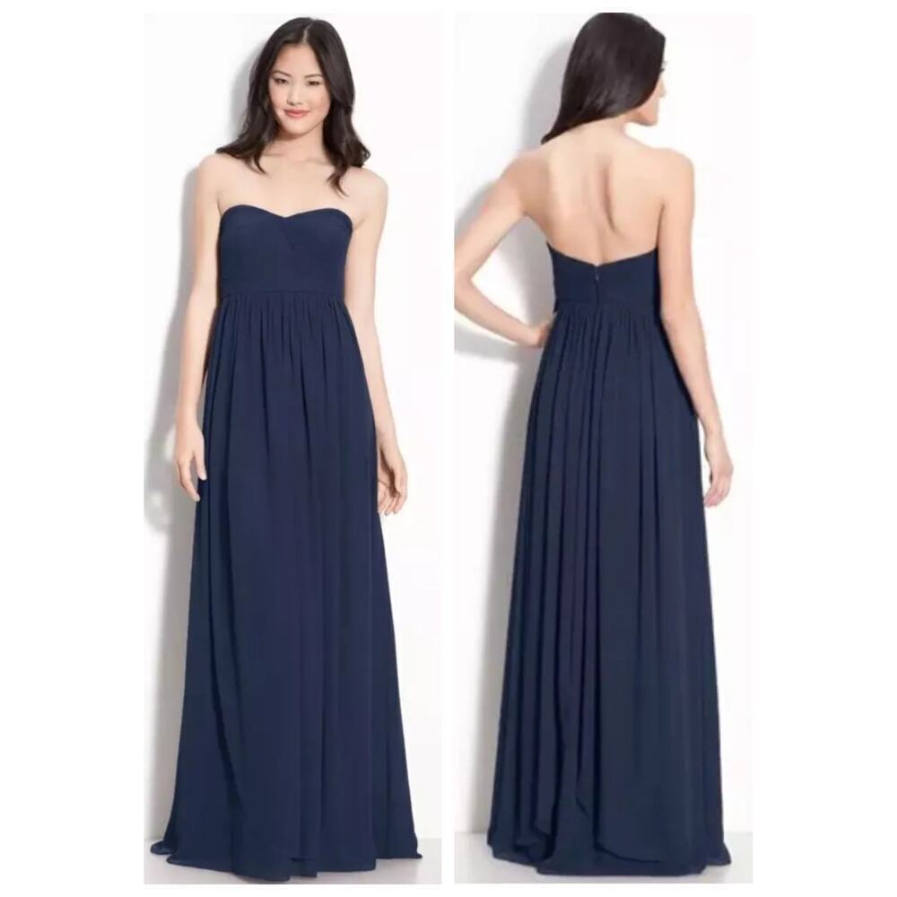 Jenny Yoo Aidan Convertible Chiffon Strapless Gown Bridesmaid Size 10